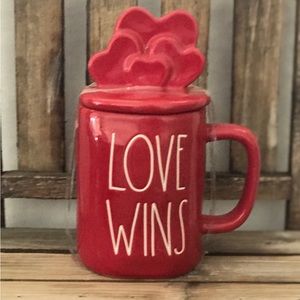 Rae Dunn LOVE WINS topper mug